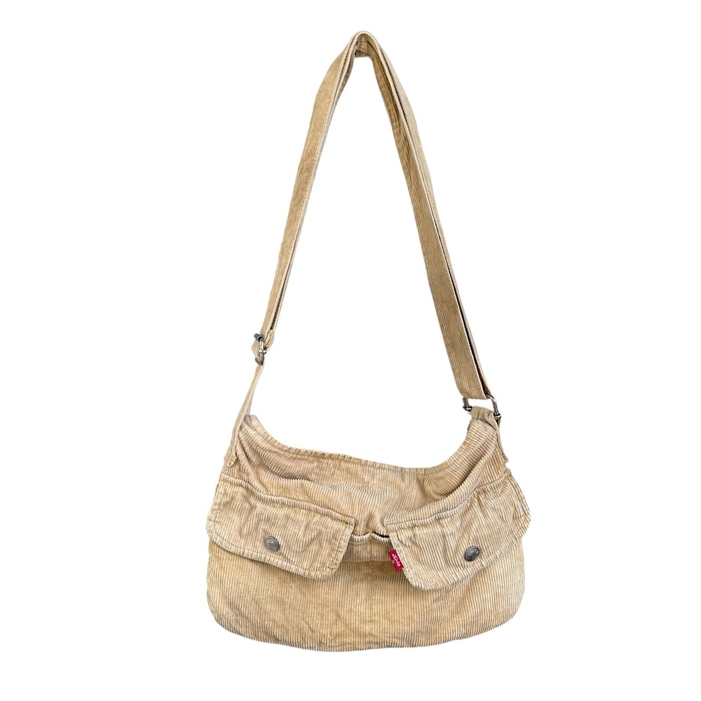 Levis Vintage Y2K Tan Beige Corduroy Crossbody Bag Yak Pak Collab Shoulder Purse